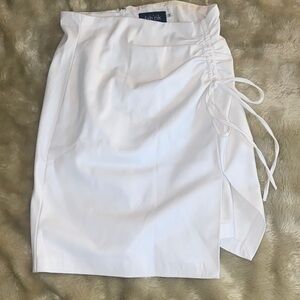 fab'rik White Side Drawstring Mini Skirt